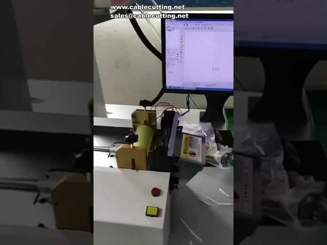 Laser typing pipe cutting machine, laser coding pipe cutting equipment Heat shrink pipe cutting mach