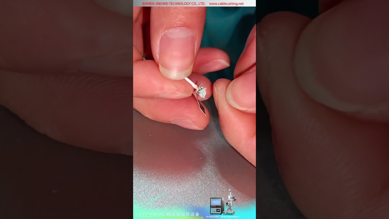 Tarkkuusvastushitsauskone 0,6 mm hopeoidun kuparilangan ja 0,1 mm ohuen alumiinilevyn liitokseen